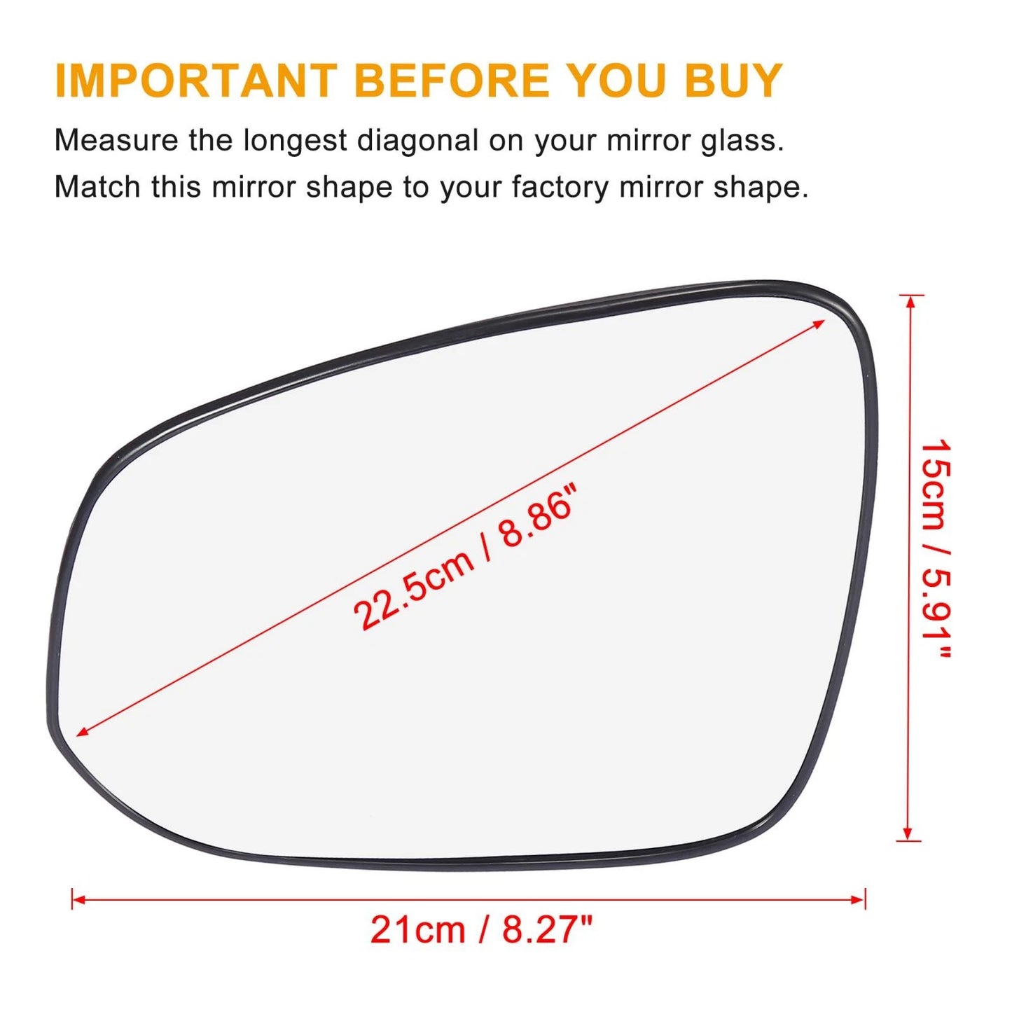 Heated Left Side Mirror Glass with Backing Plate for Toyota RAV4 (2001-2023)