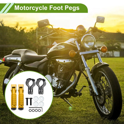 FootPegs 4.8" Rear 2x Footrest Aluminum Alloy Gold Tone for Motorcycle
