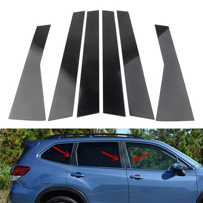 6Pcs Black Door Window Trim Covers for Subaru Forester (2019-2023)