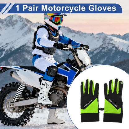 Full Finger Outdoor Fleece Men Cycling Gloves for Mountain Biking Black Green