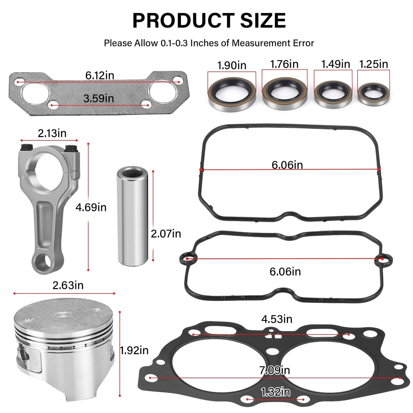 BILLET CONNECTING RODS & 0.5mm Piston for EZGO 4-Cycle Eh35C 350cc Robin