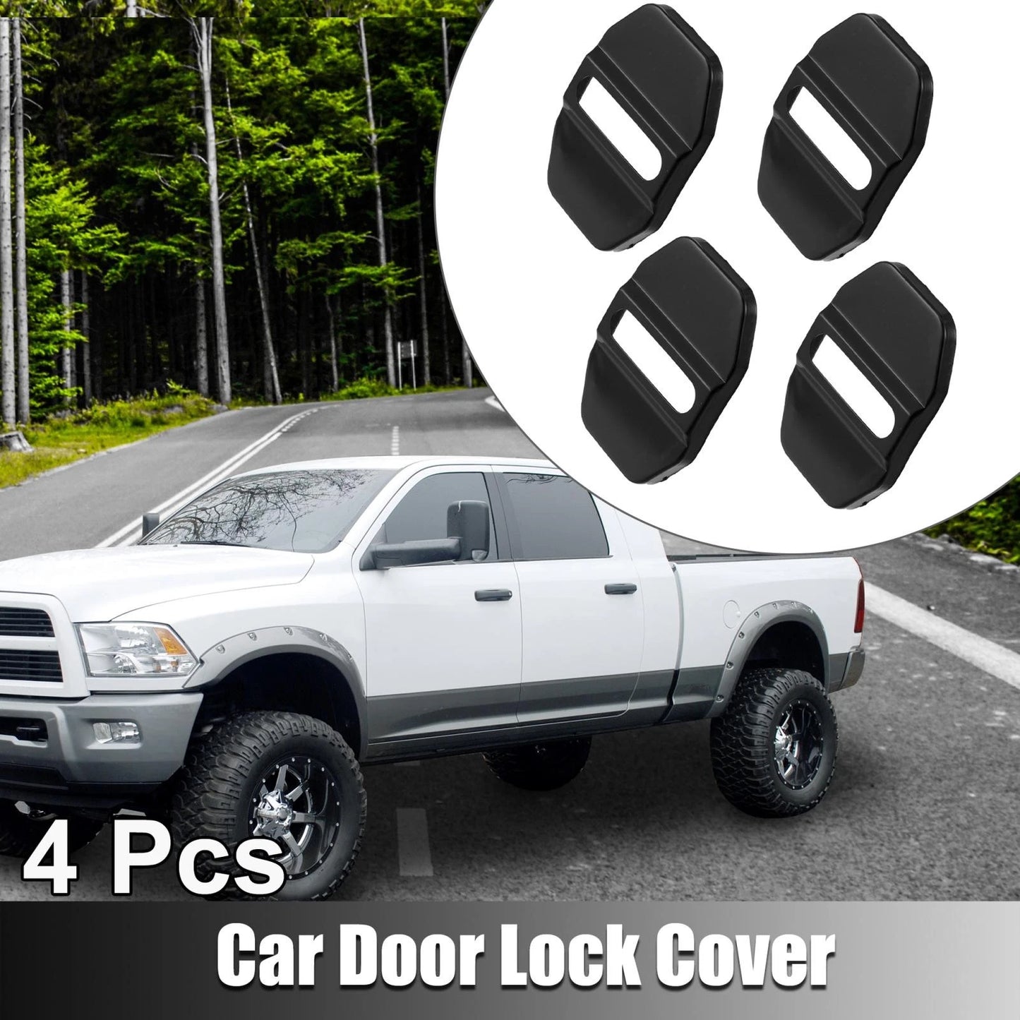 4 x Door Lock Latches Covers Protector Stainless Steel for Dodge