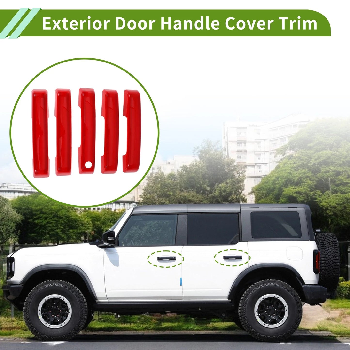 Exterior Door Handle Cover Trim for Ford Bronco (2021-2025) Red ABS 1 Set
