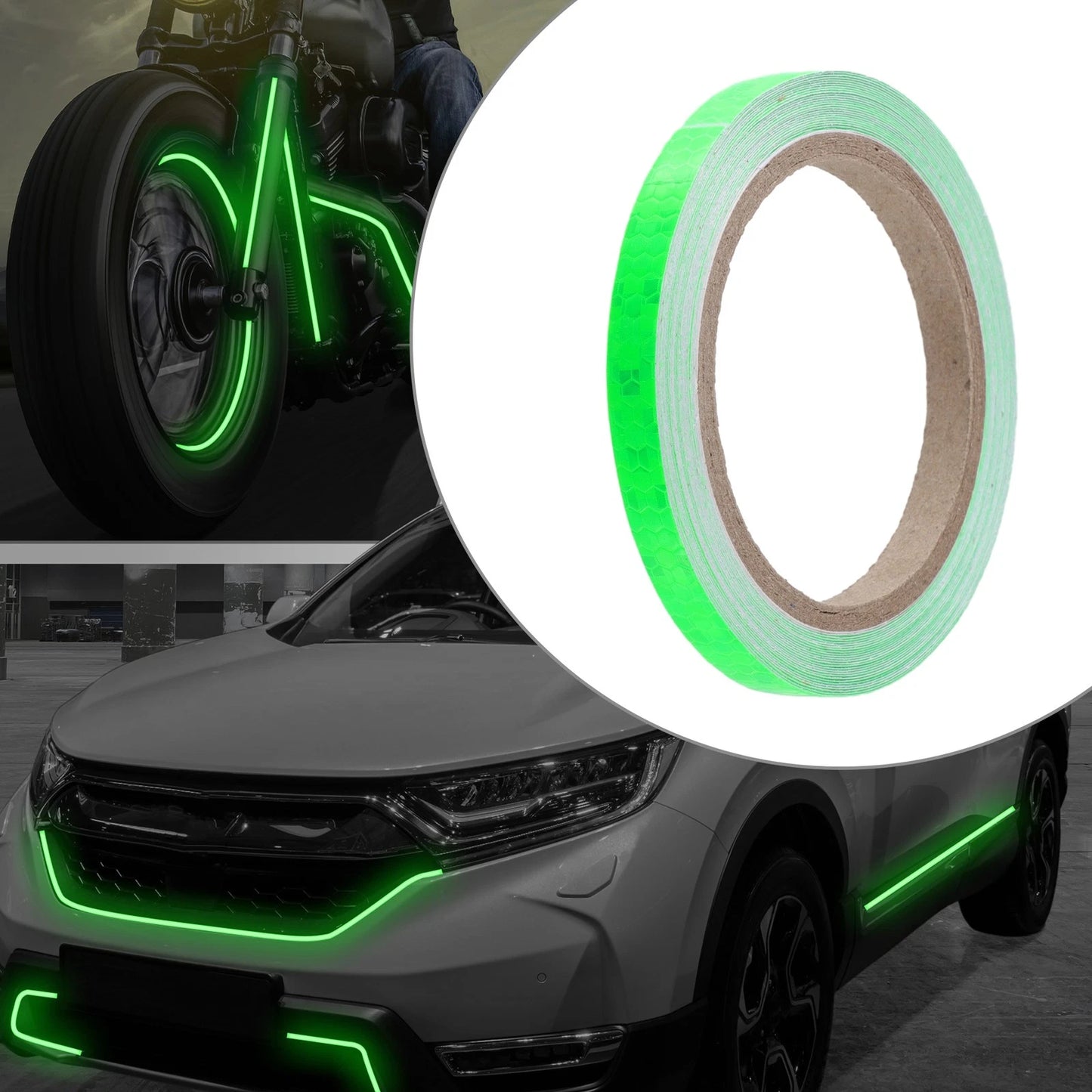 Universal Reflective Tape for Motorcycles Green High Brightness PVC