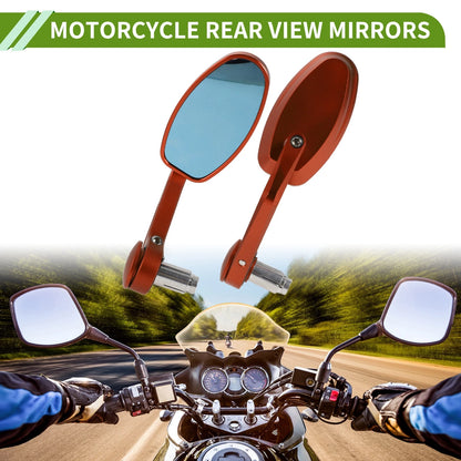 Rear View Mirrors / Oval Shape Handlebar - Orange Aluminum Alloy for Motorcycle