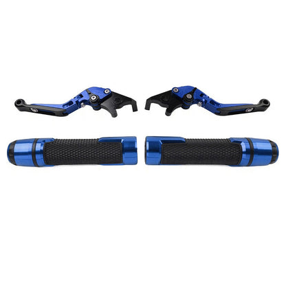 Blue Brake Clutch Lever Handlebar Grip Set for Yamaha MT-15, XSR155 (2019-2023)