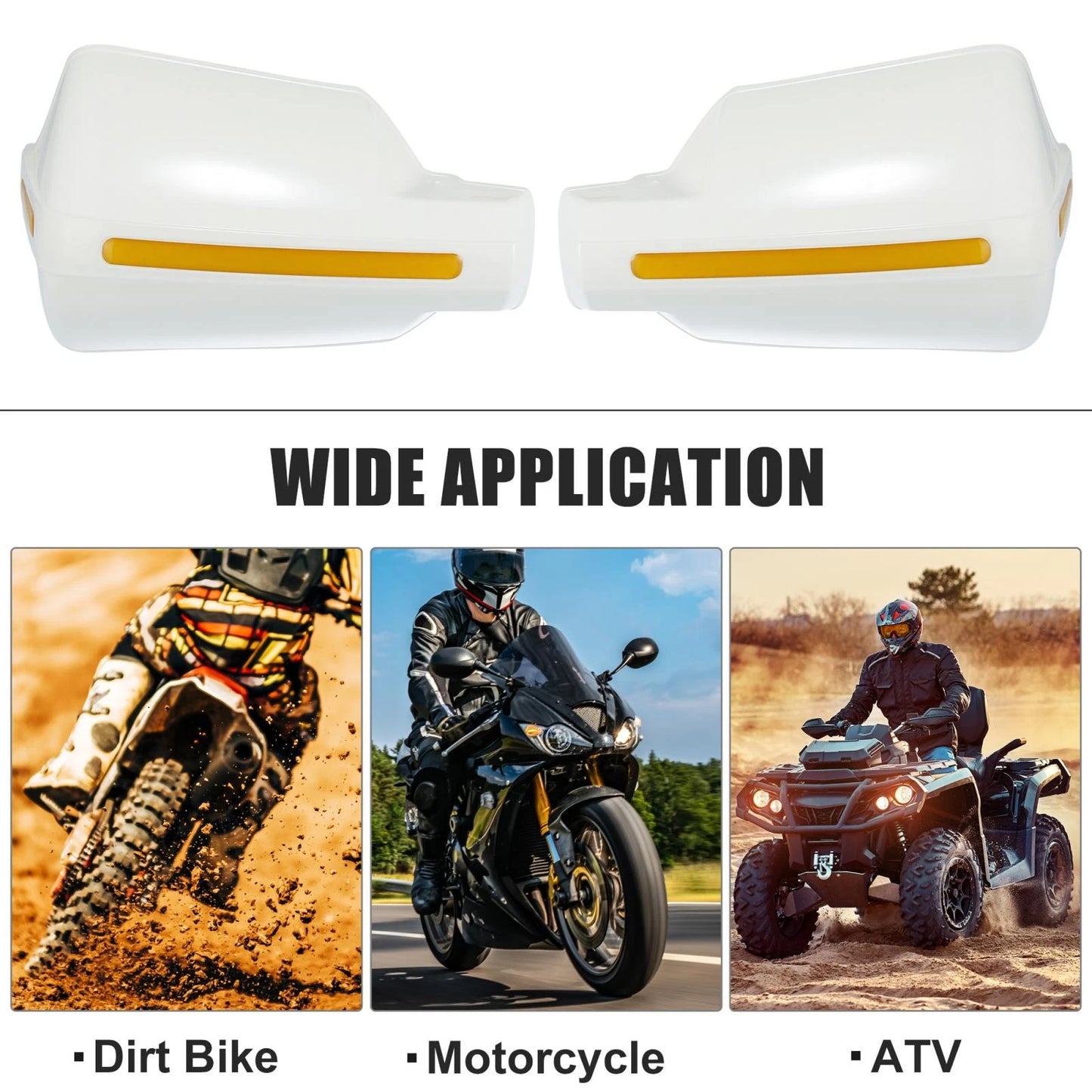 Pair 7/8" Handguard Windshield Deflector Protector White for Universal