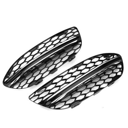 BLk w/Silver Fog Light Cover Grille for Benz C Class W205 C300 (2015–2018)