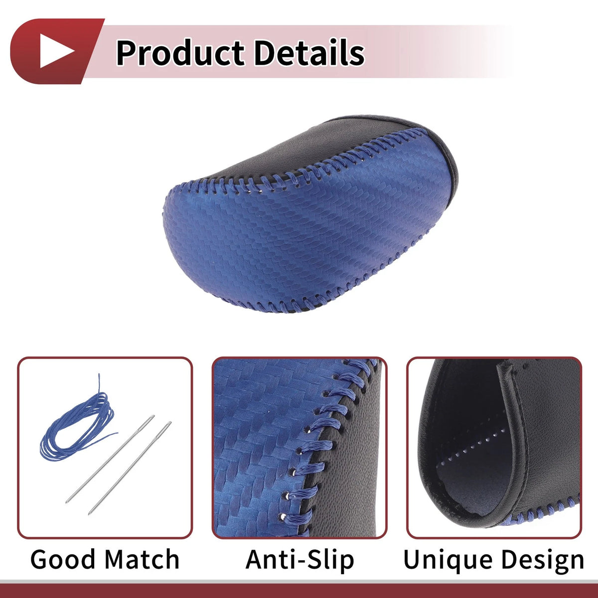 Gear Shift Knob Cover Black Blue Faux Leather for Dodge Journey (2011-2020)