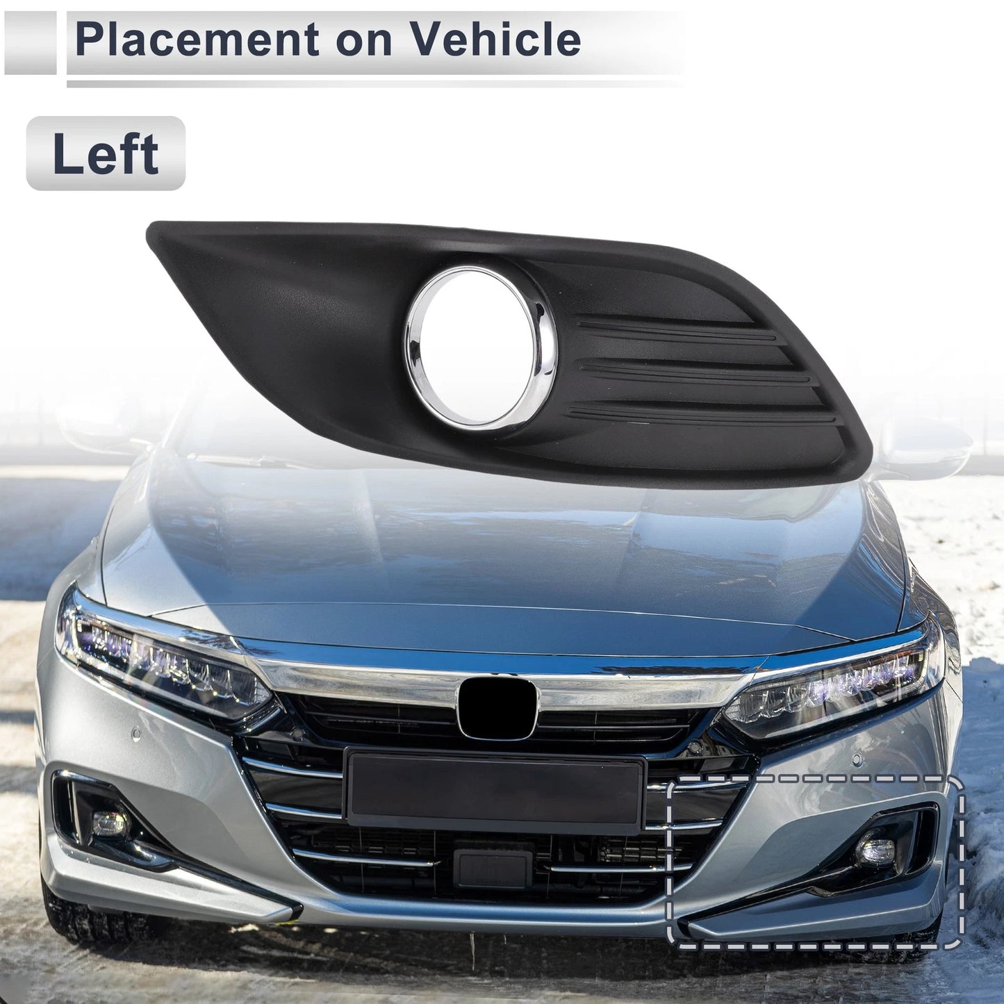 Front Left Fog Light Grill for Ford Focus Mk2 (2009-2012) - 1 x Black
