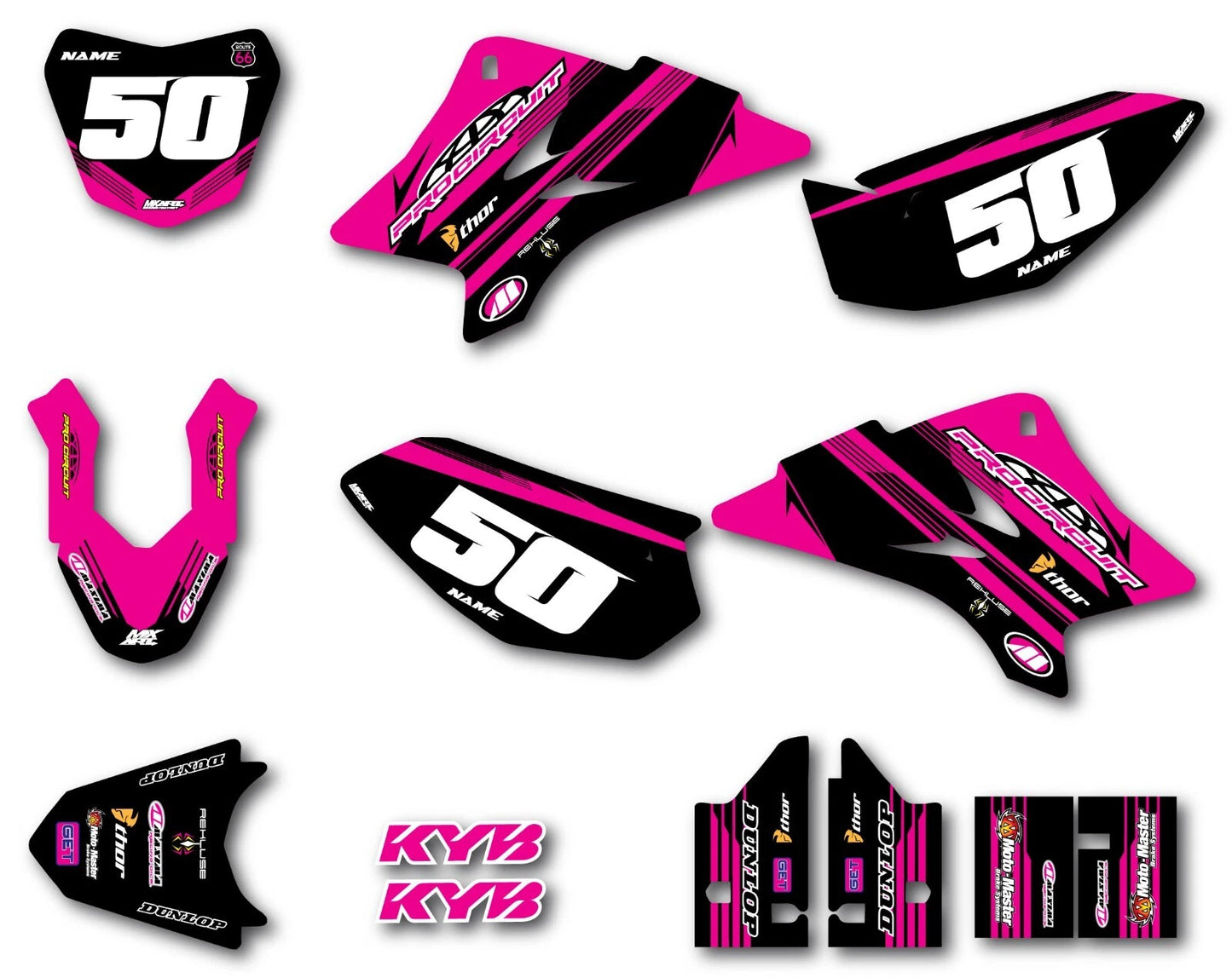 Custom Graphics Pink Sticker Kit Decals for Yamaha TTR 50 (2006-2023)