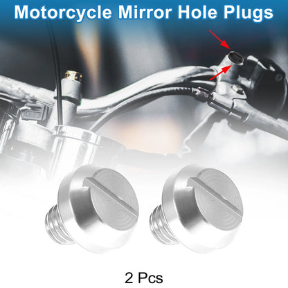 Mirror Hole Plugs RH M8x1.25 Motorcycle Screws Silver Tone for Motorcycle