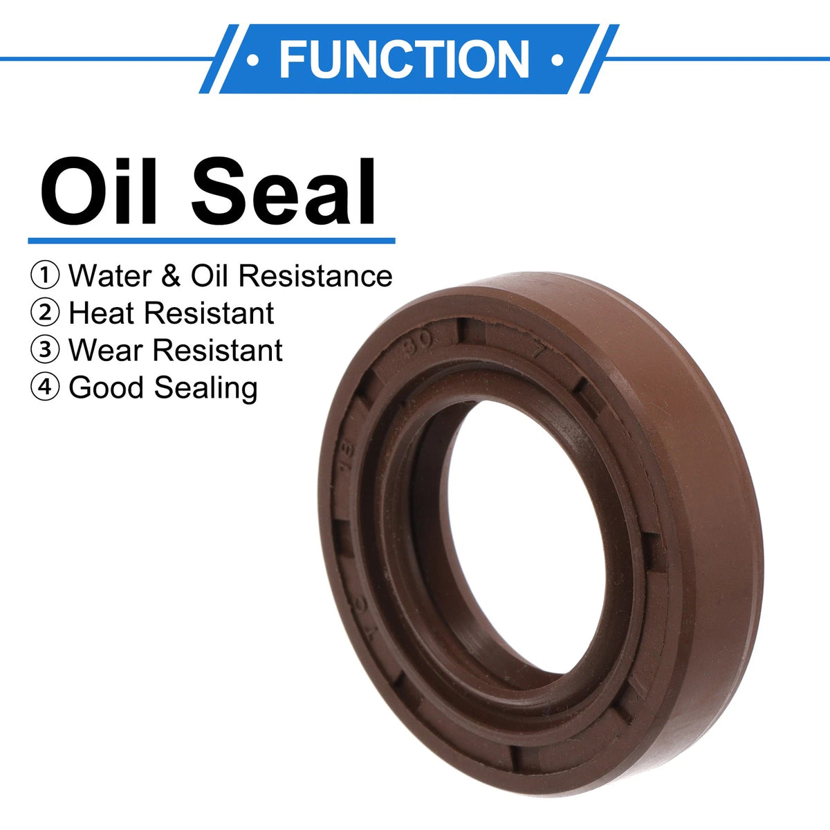 Oil Seal 18x30x7mm FKM Rubber Brown 2 x Pcs