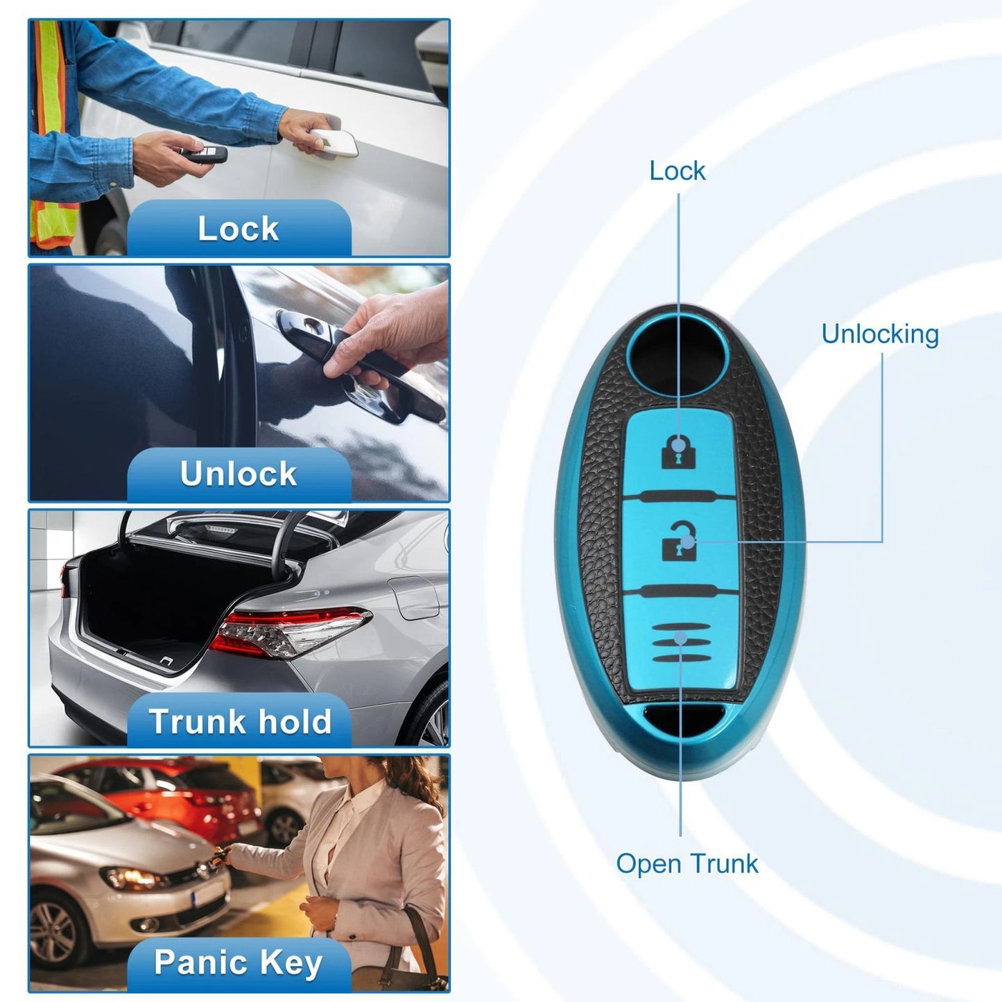 Silicone Key Fob Case Cover for Nissan Sentra (1986-1987) Blue