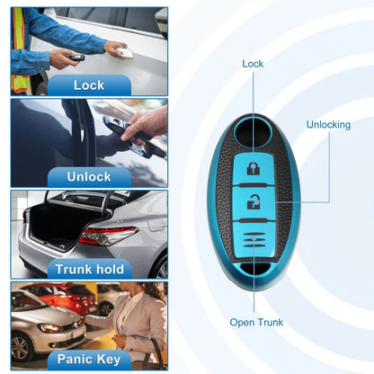 Silicone Key Fob Case Cover for Nissan Sentra (1986-1987) Blue