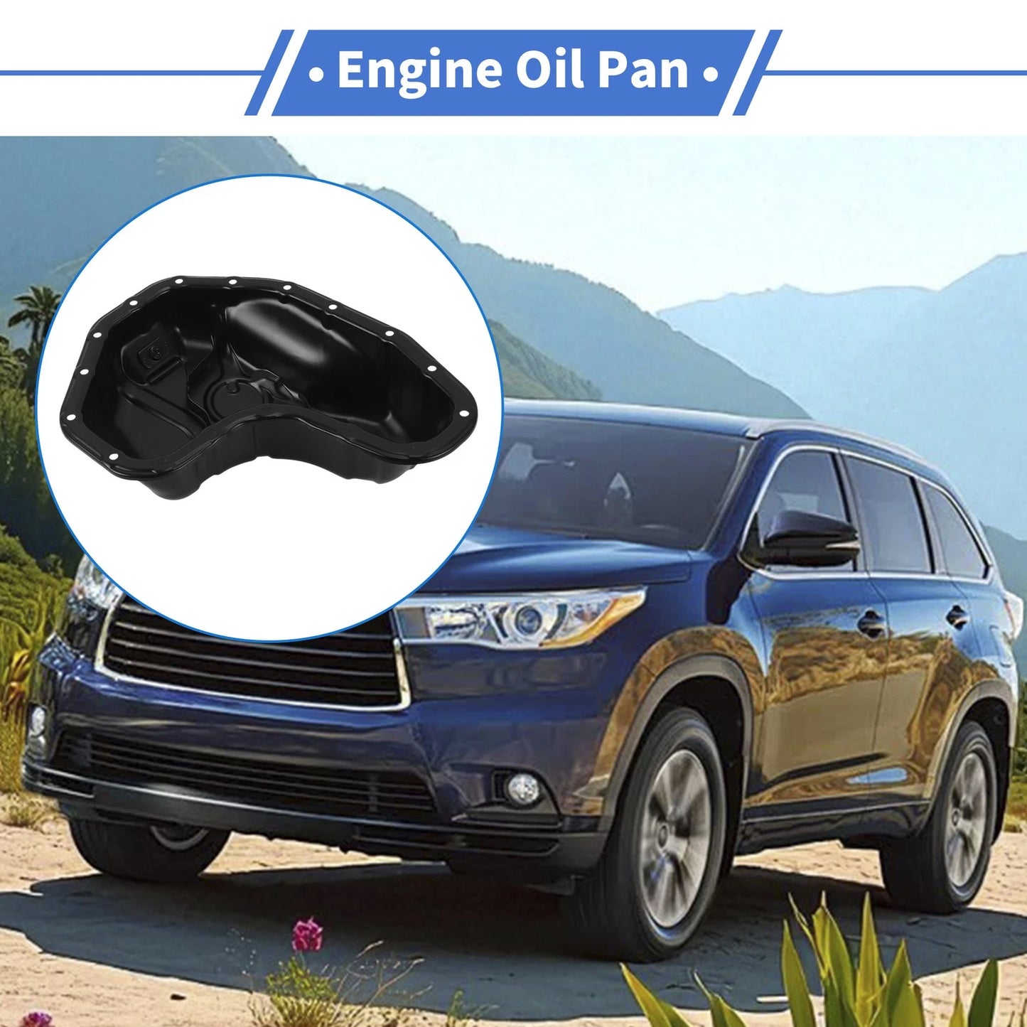 Engine Oil Pan for Toyota Highlander (2017-2019) Steel Black
