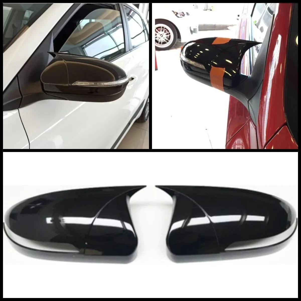 Side View Mirror Cover Gloss Black 2 Piece for Hyundai i20 (2014-2018)