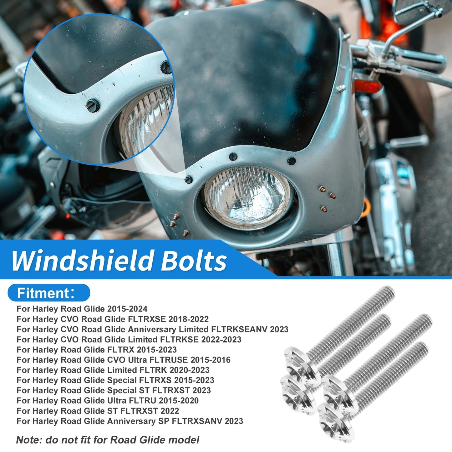 Windshield Bolts 2 x for Harley Road Glide (2015–2024)