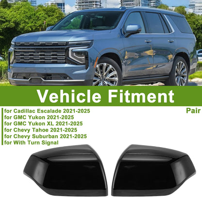1 Pair Mirror Cover Cap Gloss Black for Cadillac Escalade (2021-2025)
