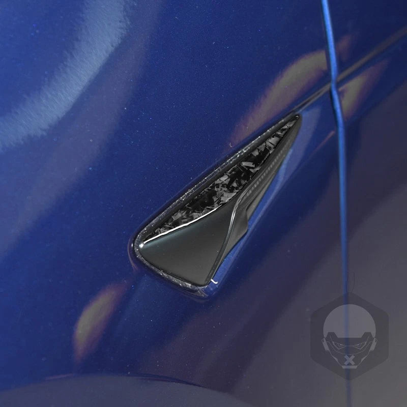 Forged Carbon Fiber Side Door Fender Vent Camera Cover Trim for Tesla Model 3/Y