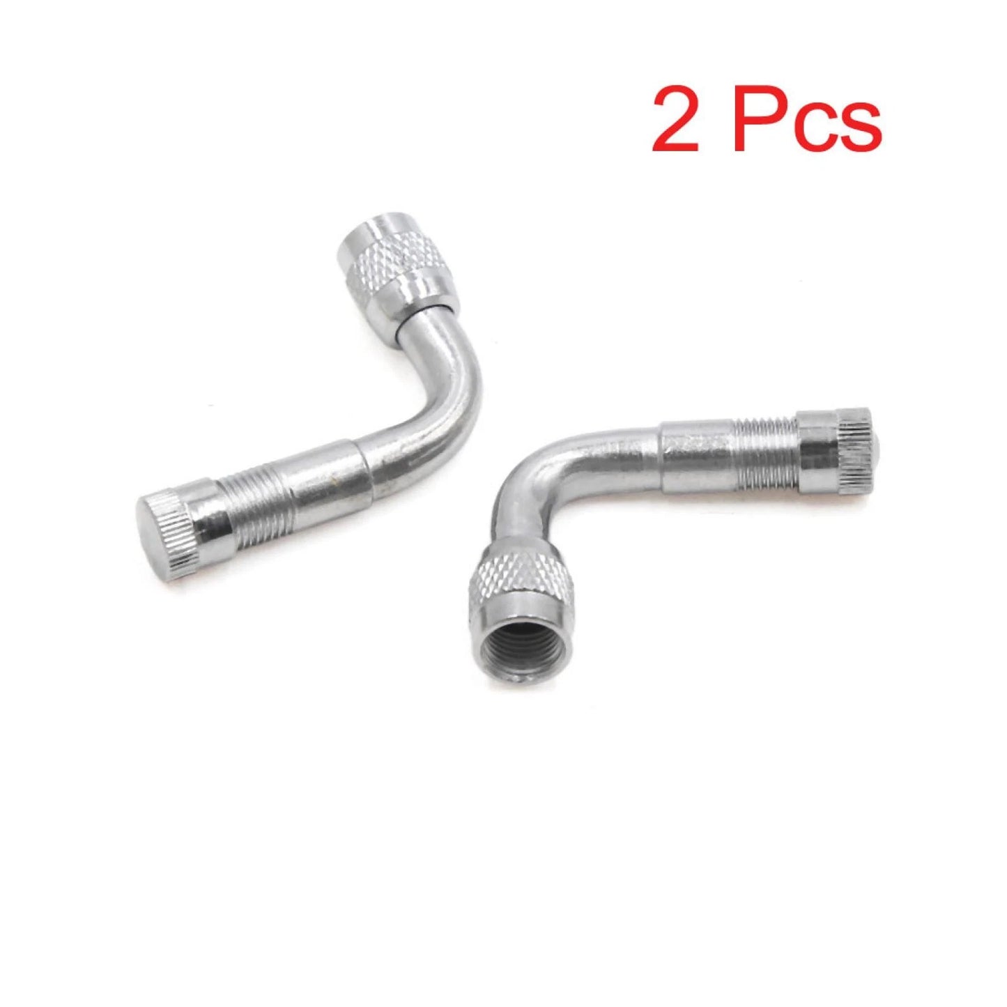 2 x Silver Tone 90 Degree Tire Valve Extension Adapter for Car/Motorcycle