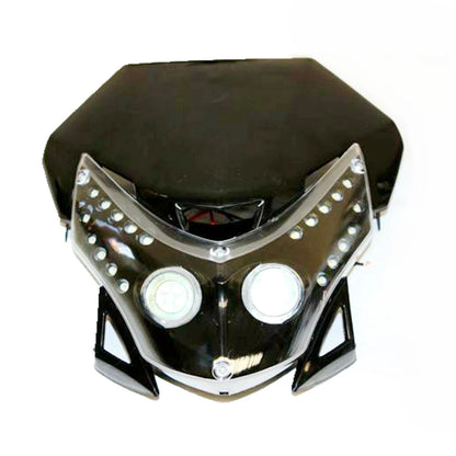 BLACK LED Head Light + Strips for PIT Trail Dirt Motorcycle Motocross Bike