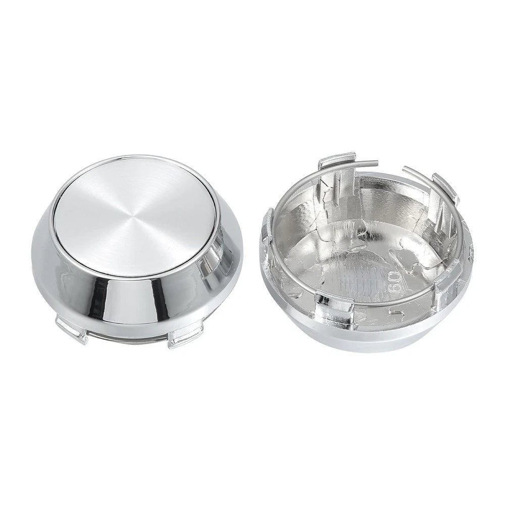4 Pcs 60mm Chrome Wheel Center Caps for Universal Rims No Logo