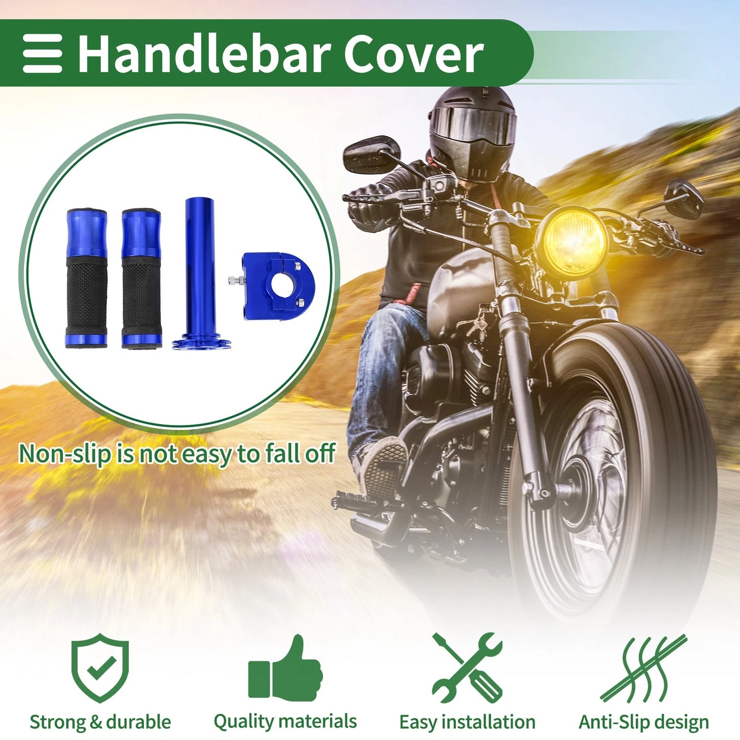 Hand Grips Cover End Grips Diamond Pattern Rubber for Motorcycle