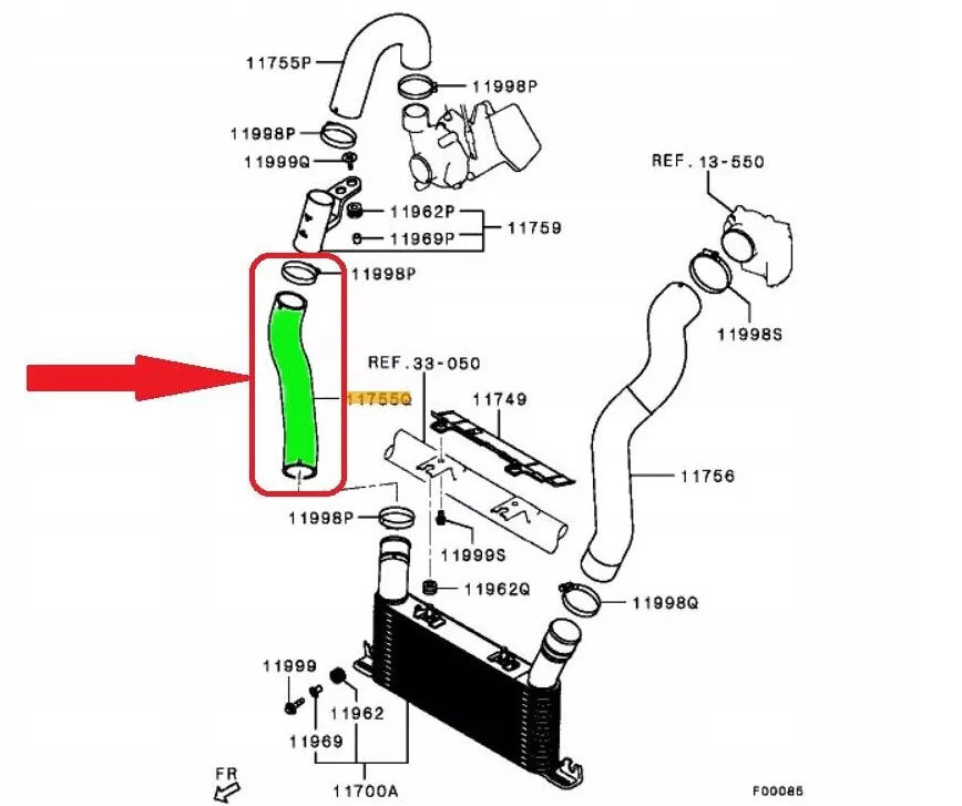 InterCooler Air Intake Hose 3.2L for Mitsubishi Pajero (2006-2019)