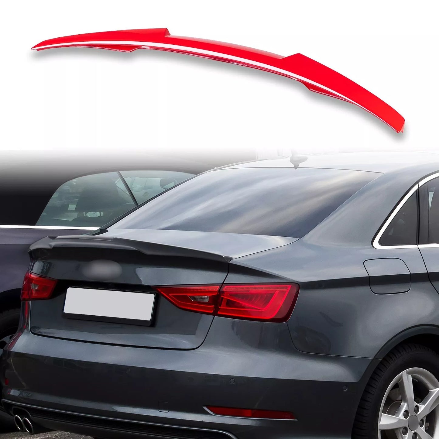 V Style ABS Boot Spoiler for Audi A3/S3/RS3 8V (2013-2020) Red LY3J