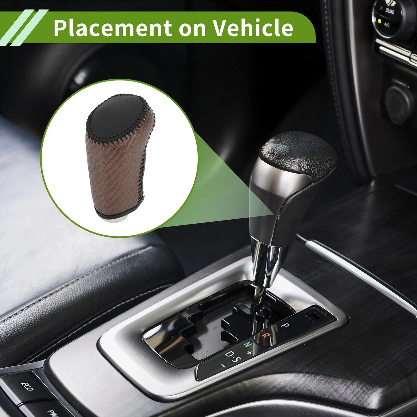 Gear Shift Knob Cover for Chevrolet Malibu Brown Carbon Fiber Black Brown