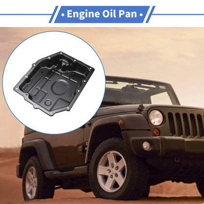 Engine Oil Pan for Jeep Wrangler 2003-2011 - 1 x No.52852912AC, Iron Black