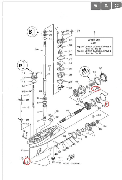 Lower Gearcase Seal Kit for Yamaha 40-100HP Outboard