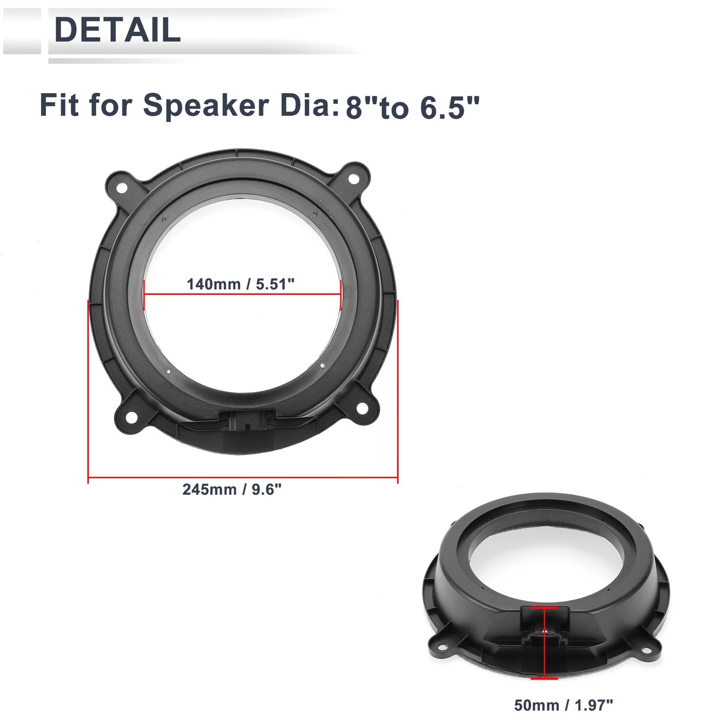 8" to 6.5" Speaker Spacer Rings for Mazda  -  Adaptor Set