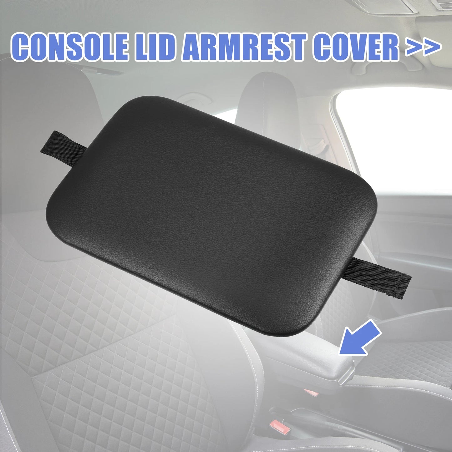 Center Console Lid Armrest Cover for Chevrolet Silverado Faux Leather Black