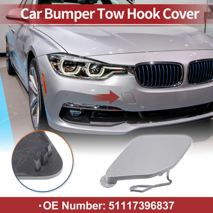 Car Bumper Tow Hook Cover for BMW 320i (2016-2018) - Silver Tone