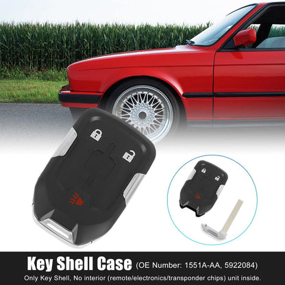 Car Key Fob Shell Case 3-Button Black for GMC Terrain (2018-2019)