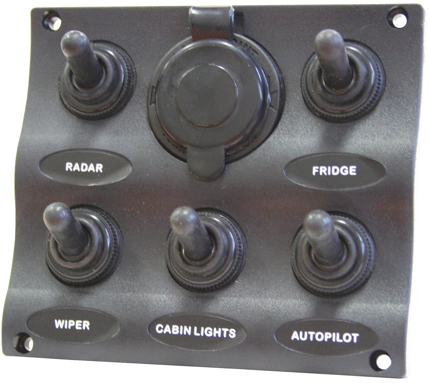Switch Panel Wave Style 5 + Power Socket Marine Waterproof 20A Fuses