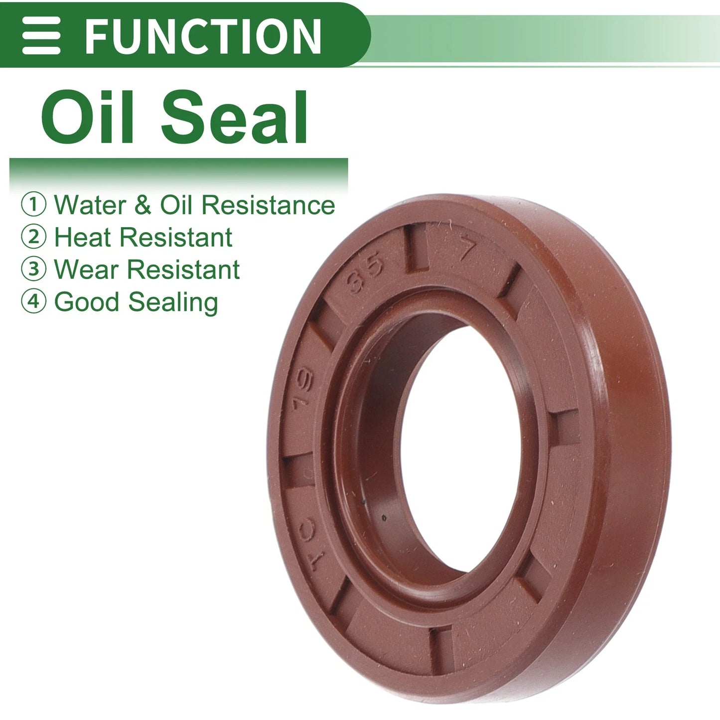 Oil Seal / 19x35x7mm / Seal Ring Rotary Shaft Seal FKM Rubber 5 Pcs