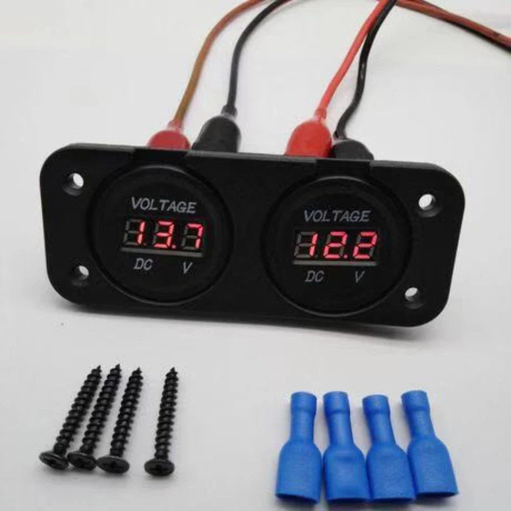 Car & Boat Waterproof Dual Battery LED Digital Voltmeter Gauge for All Models