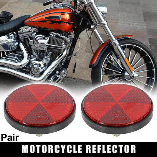 Pair M6x1.0 Red Universal Screw Mount Warning Reflector for Motorcycle Bike