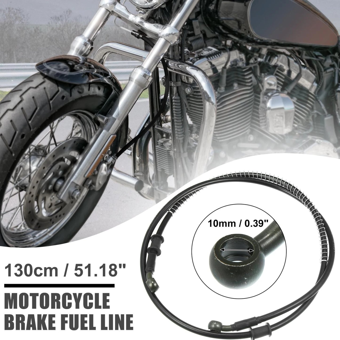 Braided Brake Clutch Oil Hoses / 130cm 10mm 28 Degree / for Motorcycle
