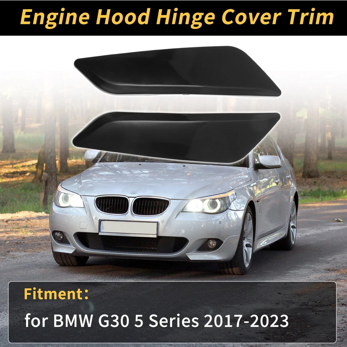Hood Hinge Cover for BMW G30 5 Series (2017-2023) Black - 1 Pair
