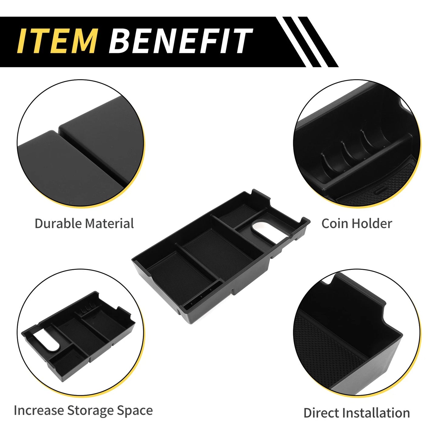 Center Console Organizer Insert Tray for Toyota Tundra (2007-2021) Black