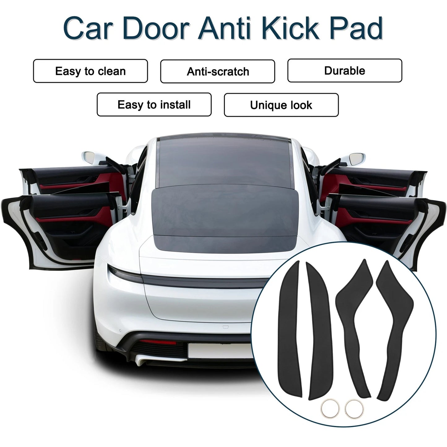 Car Door Anti Kick Pad Sticker Protector for Ford Explorer (2016) - Black Set