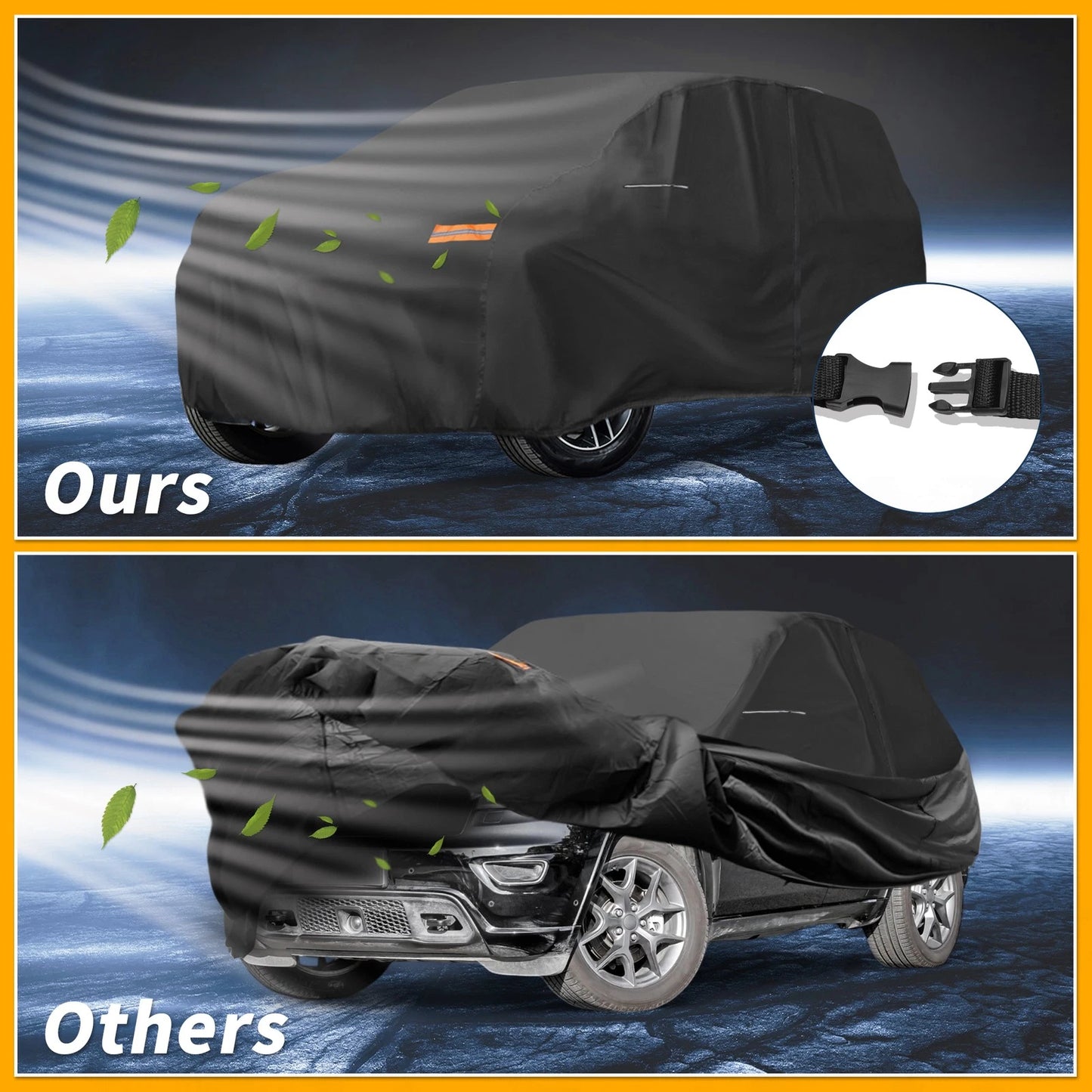 Waterproof All Weather Car Cover for Jeep Grand Cherokee (2002-2023) Black 210D
