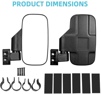 UTV Rear View Side Mirrors 1.75" 2" Roll Bar for Polaris Ranger RZR, Yamaha