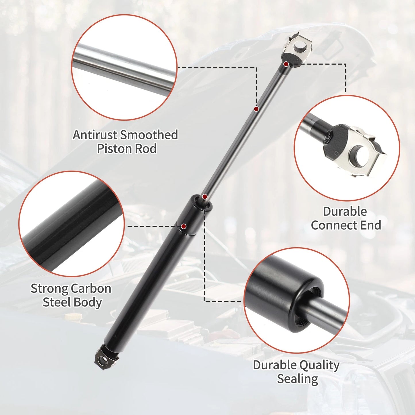 Front Hood Lift Supports Gas Strut Chevrolet Camaro (1982 - 1992) Black