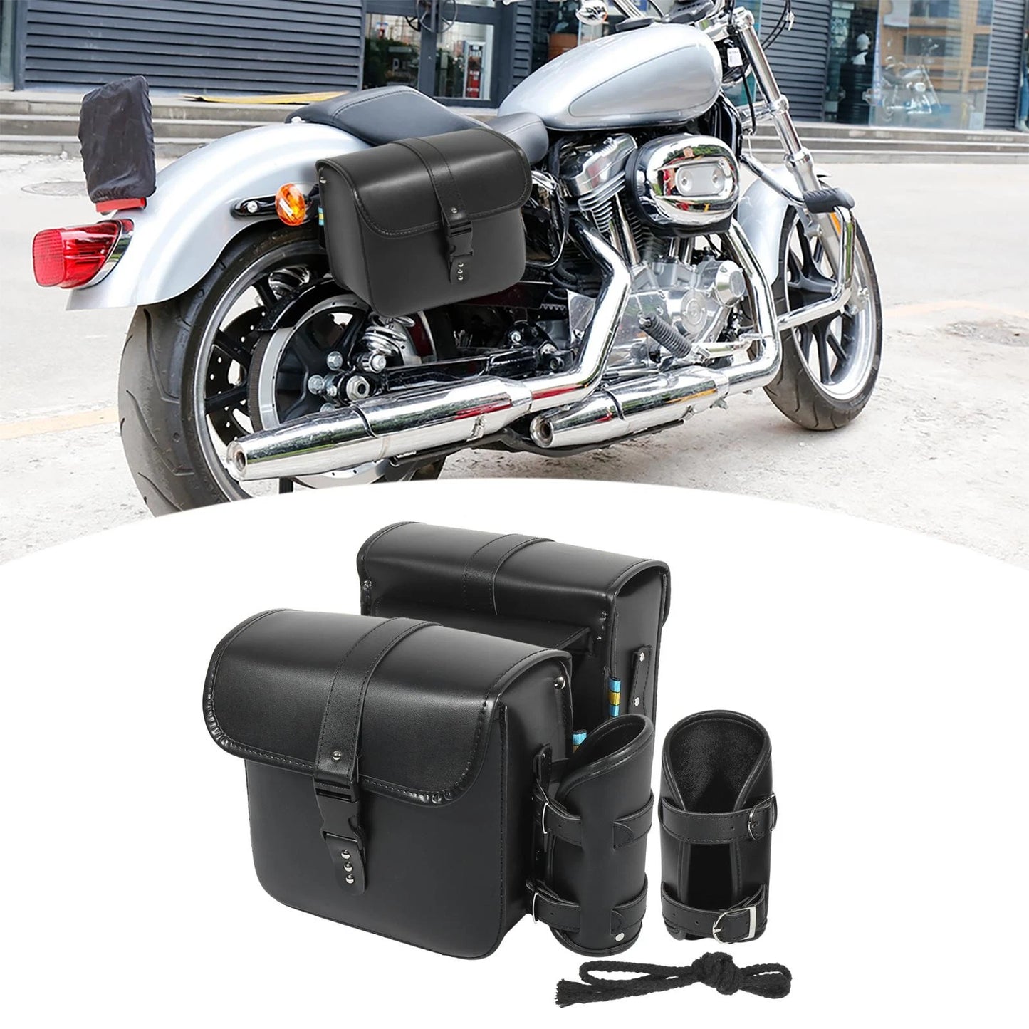 2 x Saddlebag Side Bags Tool Bags Cycling Luggage Faux Leather