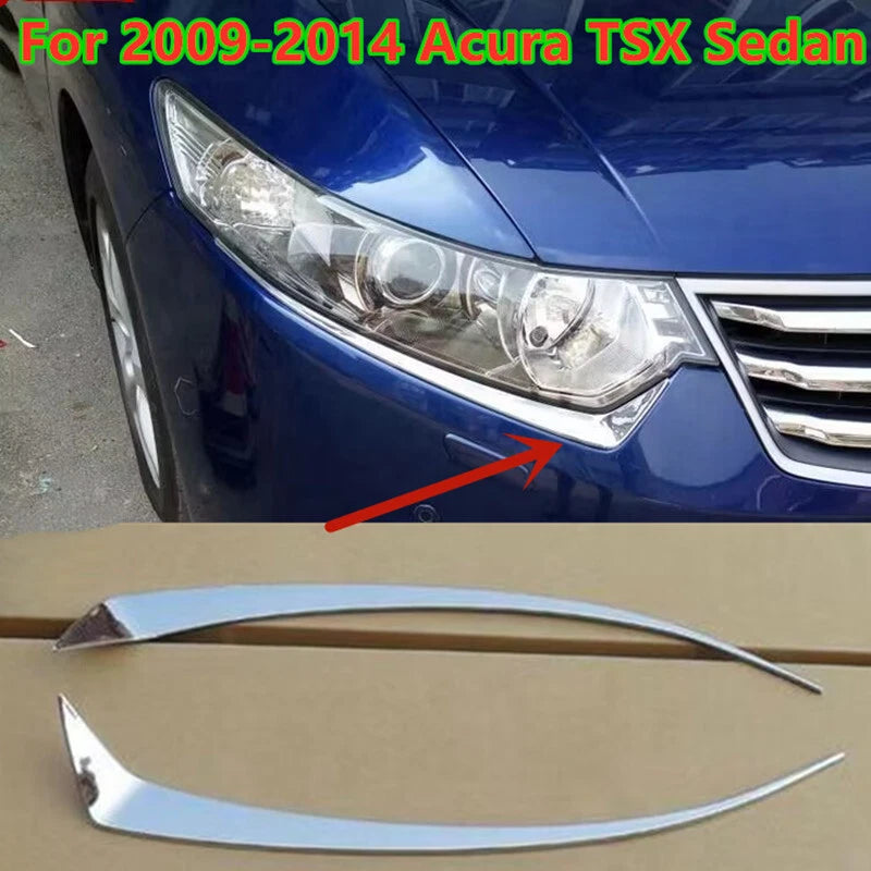 2 x Chrome Front Head Light Eyelid Cover Trim for Acura TSX Sedan (2009–2014)